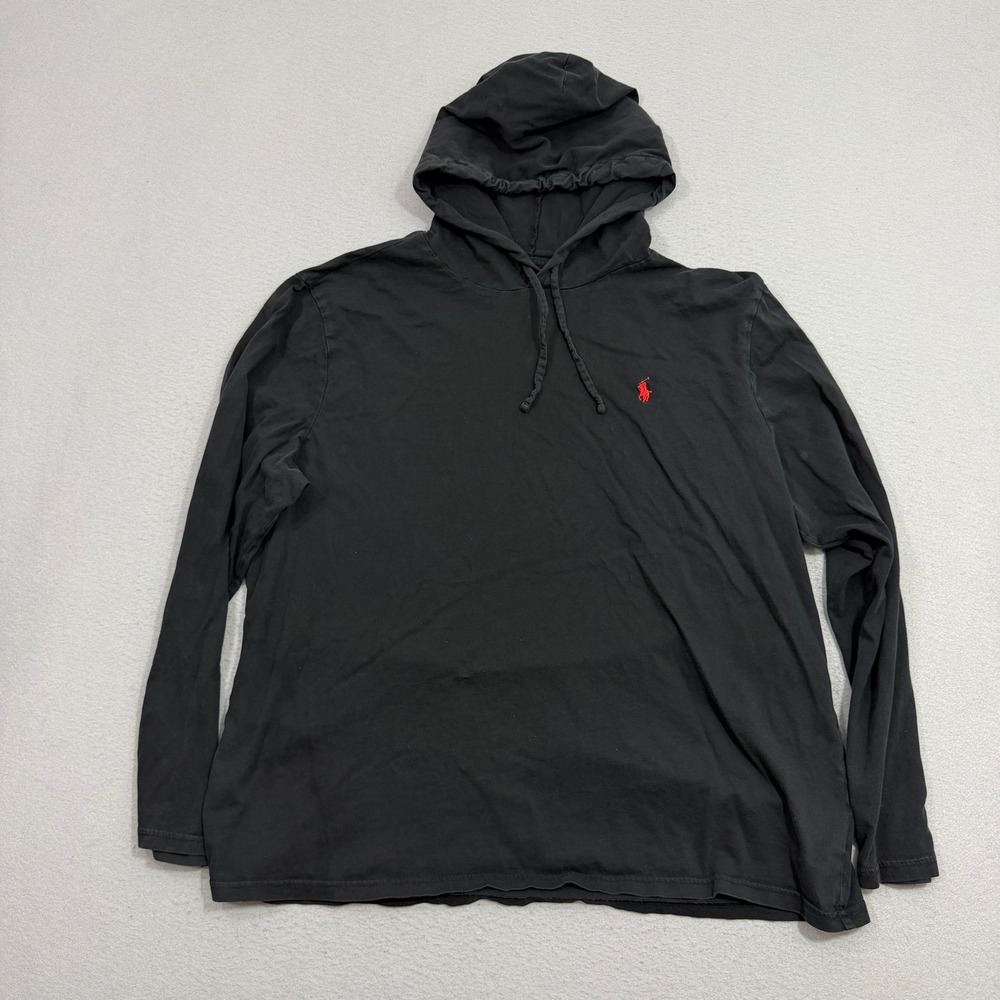 Polo Ralph Lauren Hoodie Shirt Mens XL Black Long Sleeve Shirt Pullover Pony